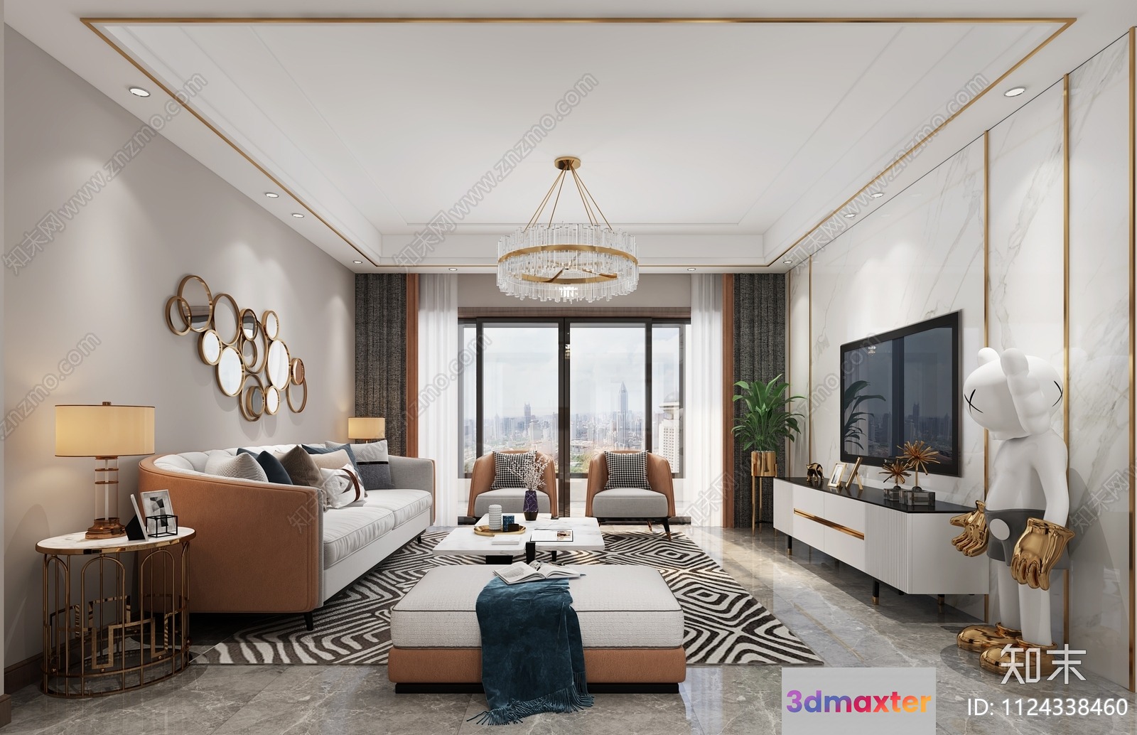 Modern Living Room 3D Model - 3468 - VRAY Render