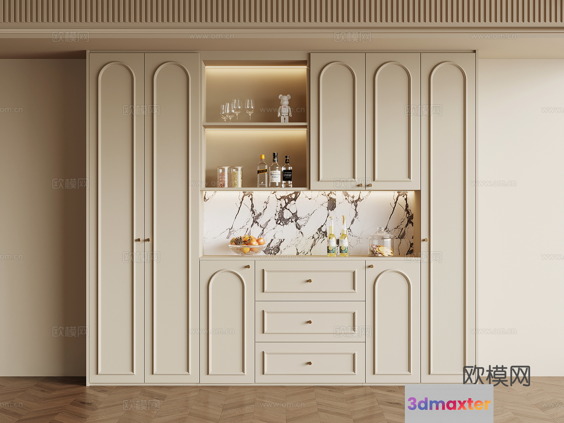 Modern Kitchen Cabinets 3D Model - 12223 - VRAY Render