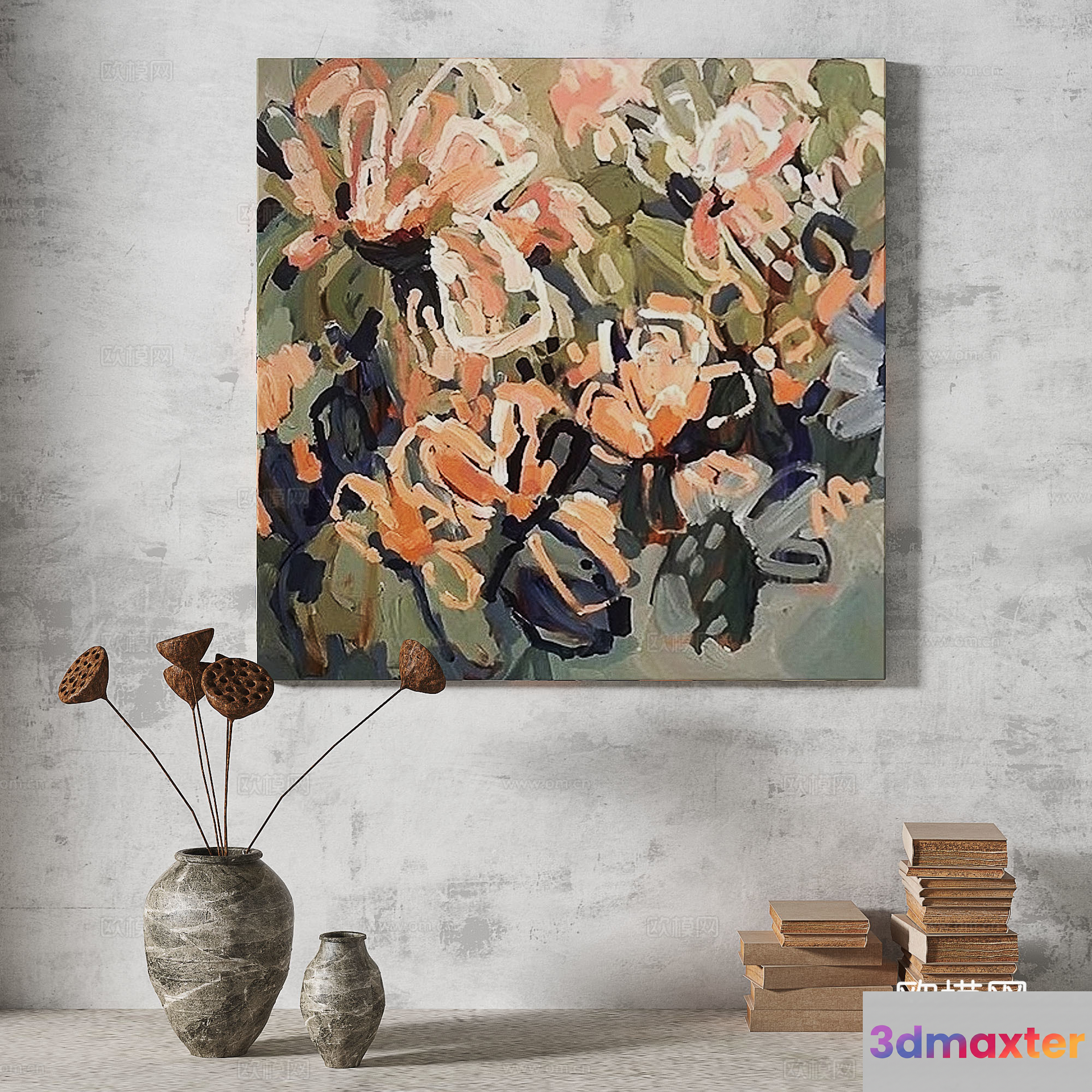 Abstract Floral Painting 3D Model - 5424 - VRAY Render