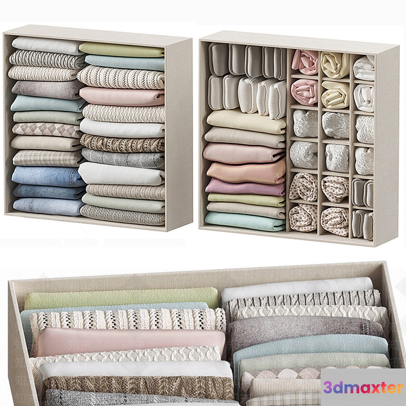 Organized Linen Storage 3D Model - 1155 - CORONA Render