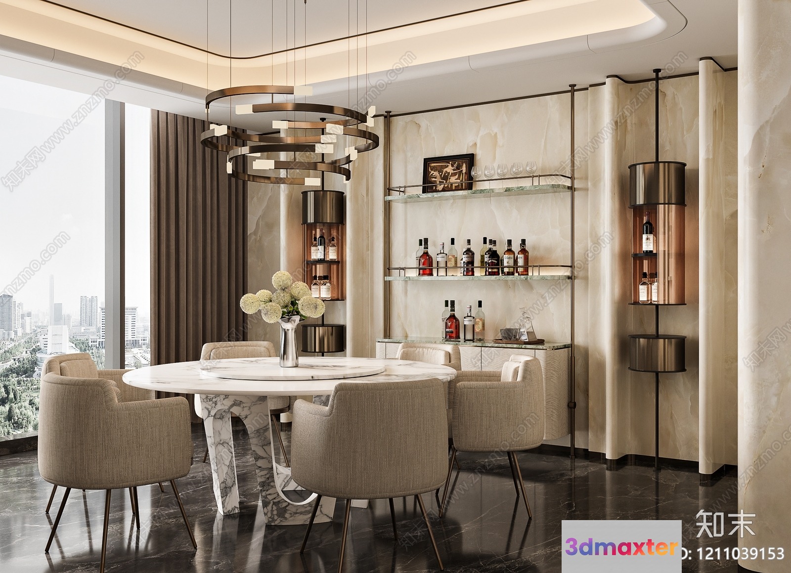 Modern Dining Room 3D Model - 2118 - VRAY Render