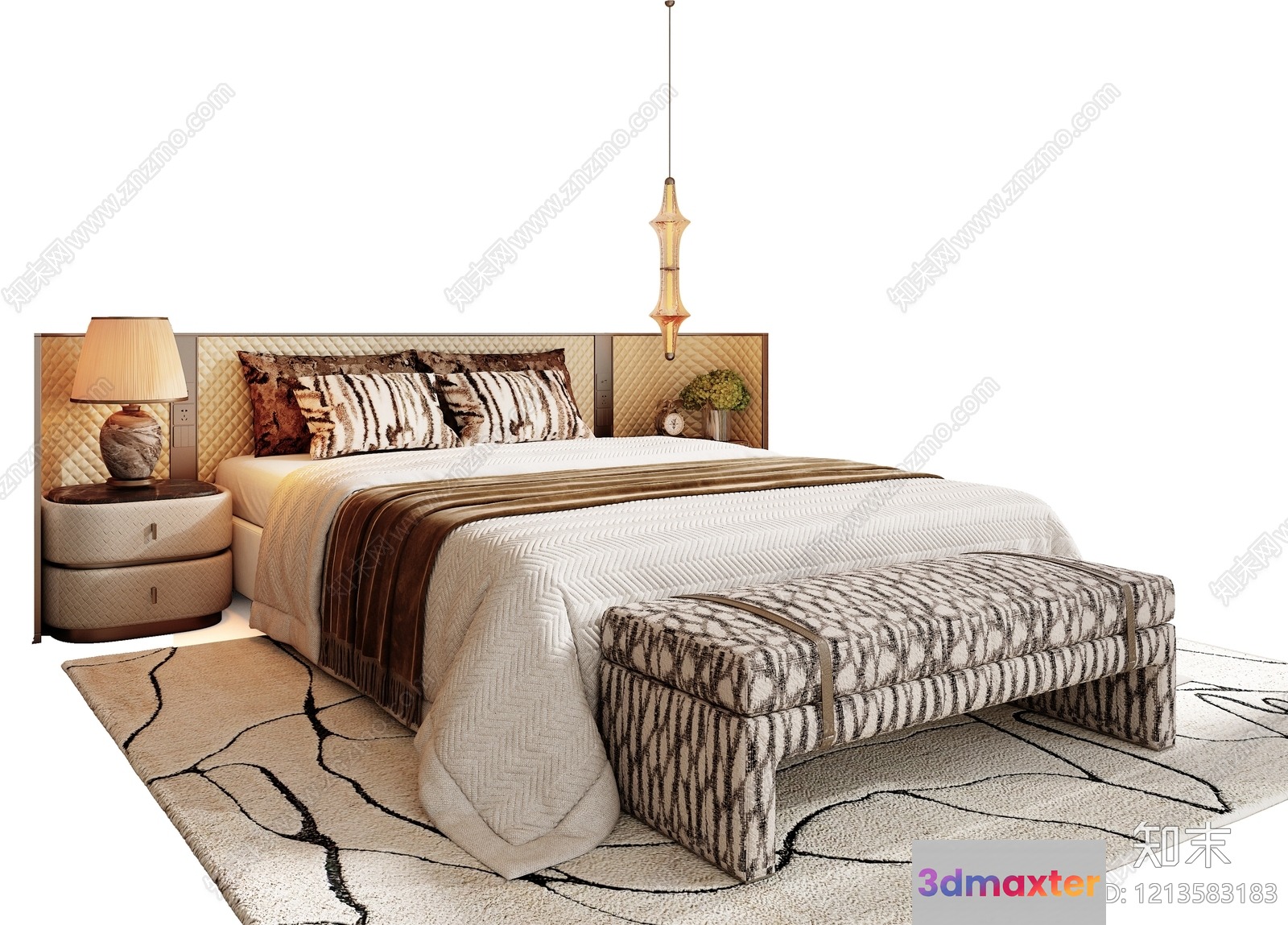 Cozy Modern Bedroom 3D Model - 12807 - VRAY Render