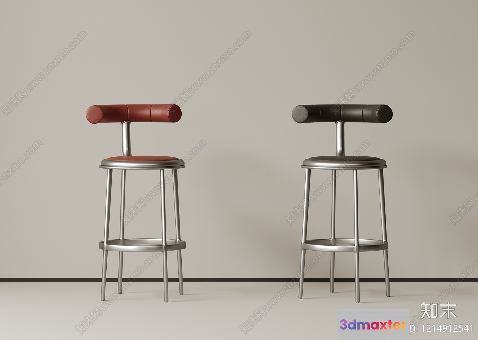 Modern Metal Bar Stools 3D Model - 12079 - VRAY Render