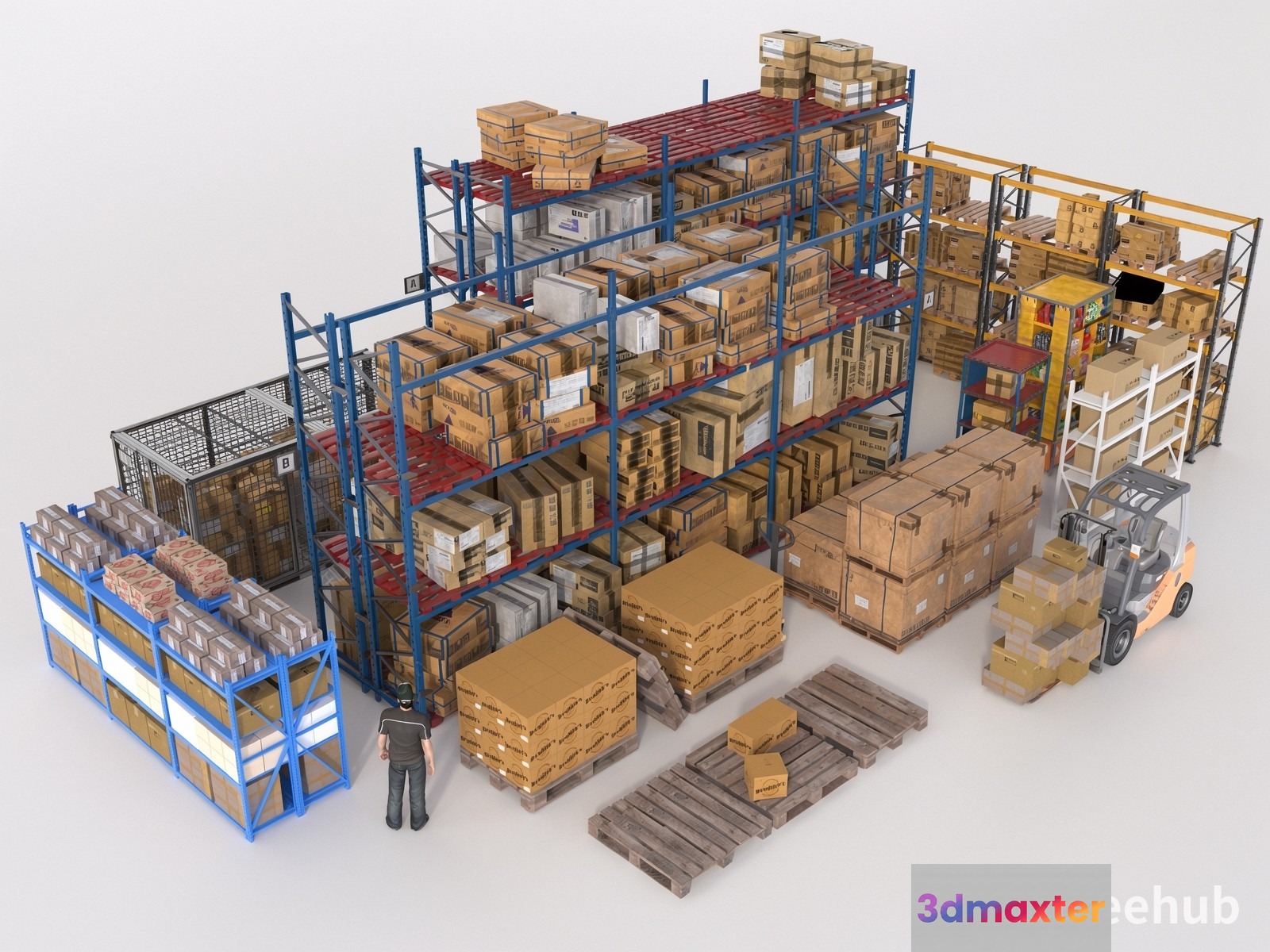 Warehouse With Pallets 3D Model - 22032 - VRAY Render