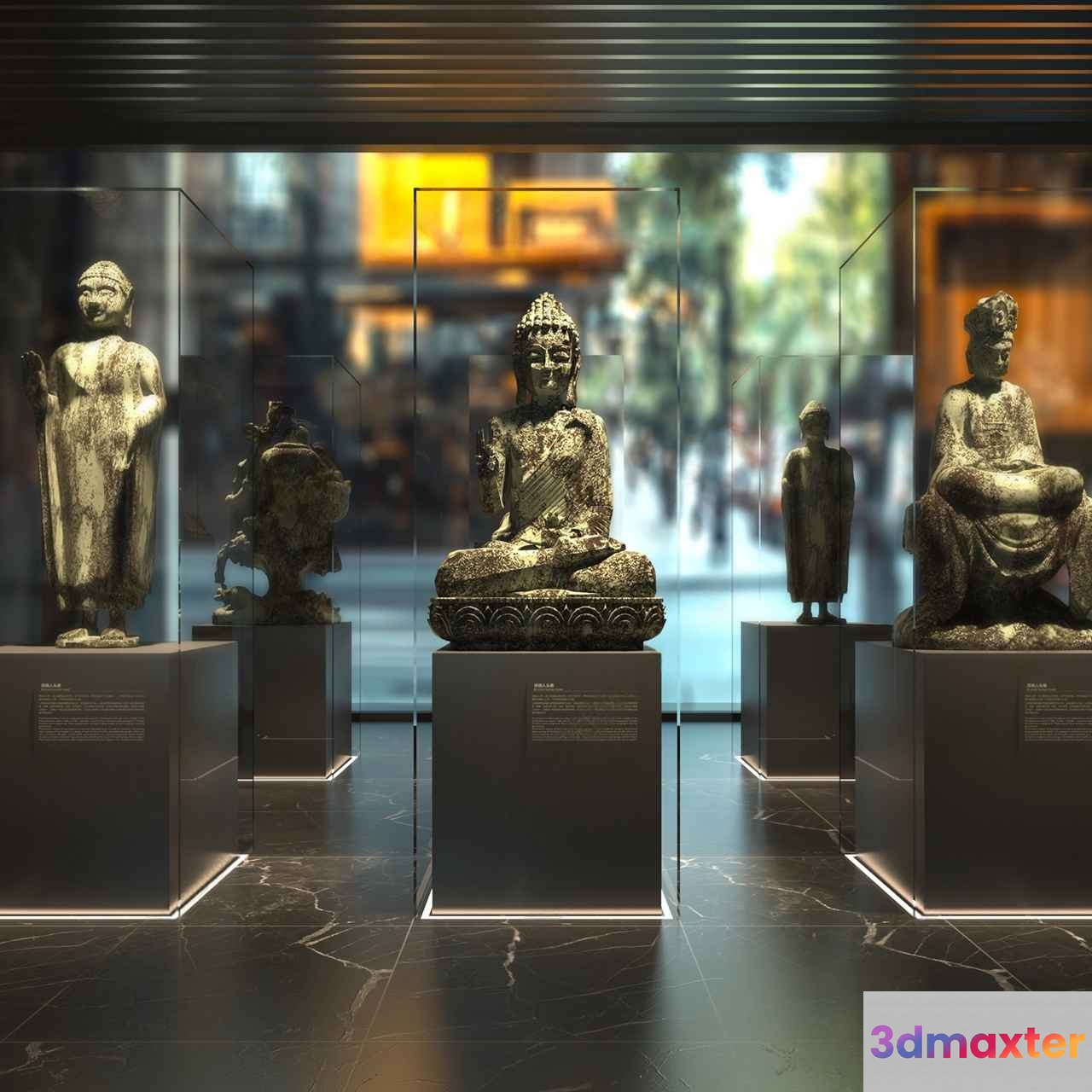 Ancient Stone Statues 3D Model - 13594 - VRAY Render