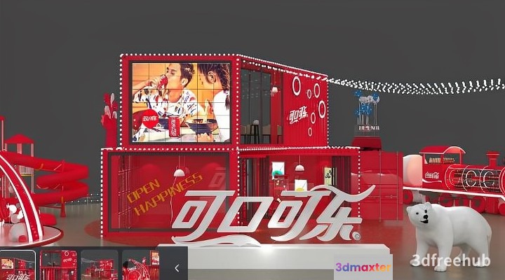 A 3D Rendering Of A Red And White Coca-Cola-Themed Room 3D Model - 19877 - VRAY Render