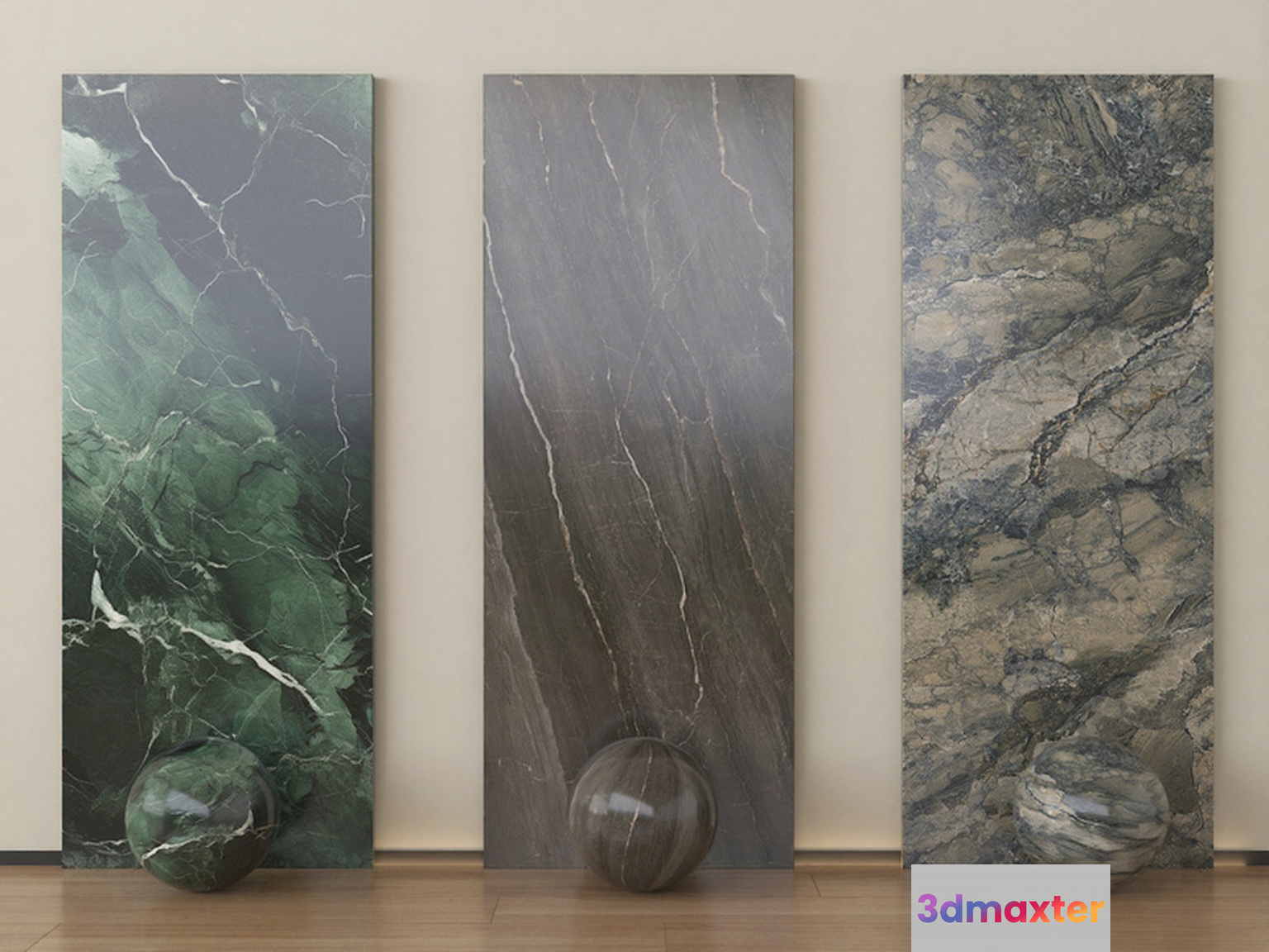 Three Marble Panels 3D Model - 13233 - VRAY Render