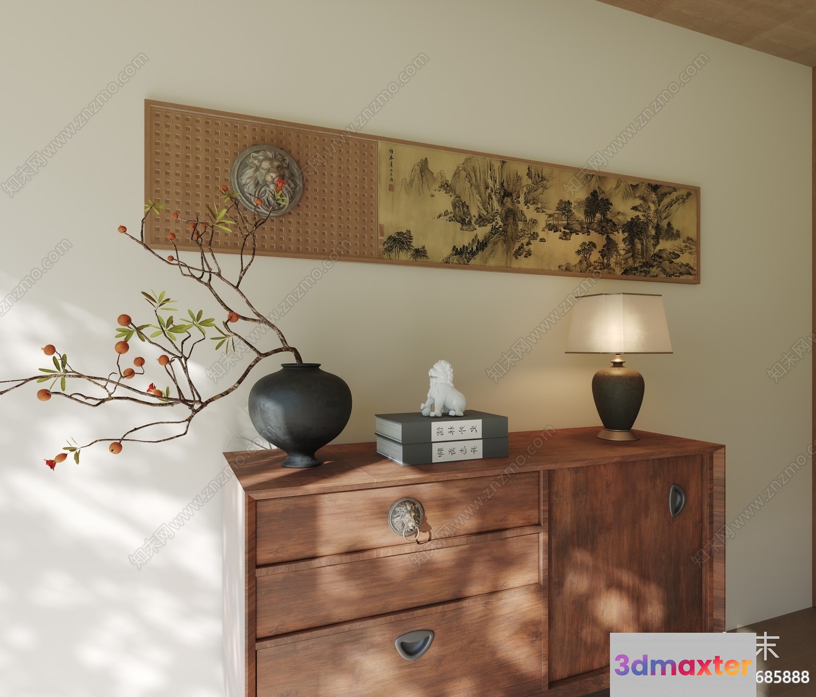 Mid-Century Modern Dresser 3D Model - 16035 - VRAY Render