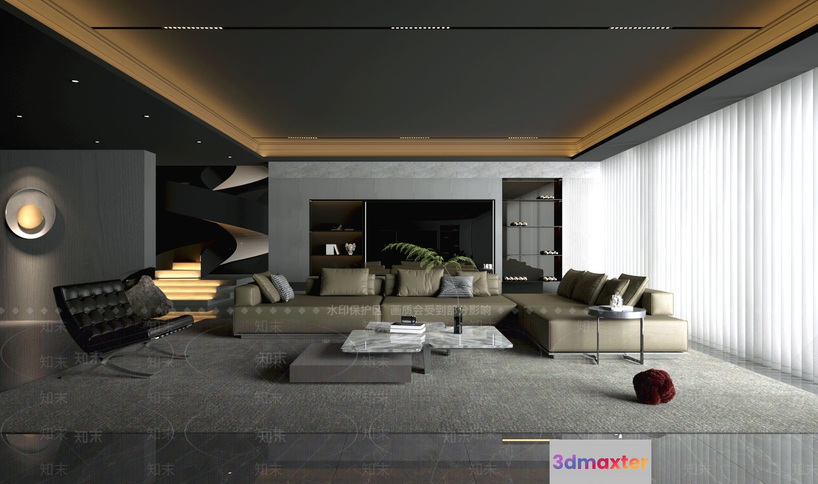 Modern Living Room 3D Model - 4340 - VRAY Render