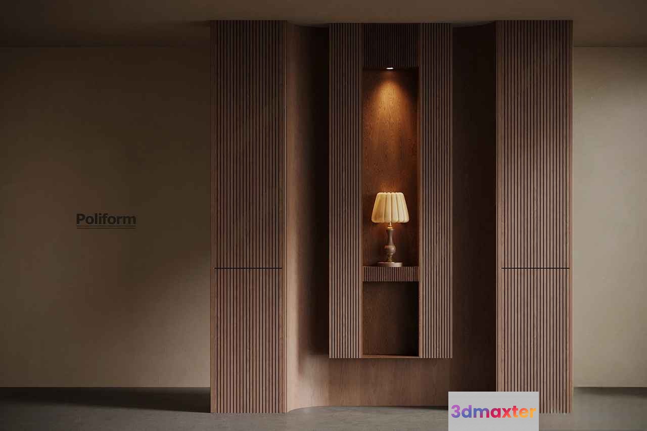A Lamp With A White Shade 3D Model - 12377 - VRAY Render