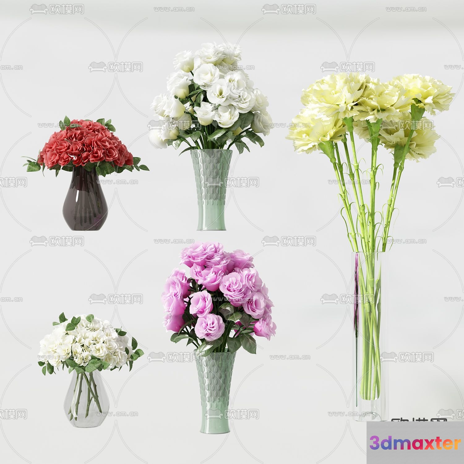 Vases With Flowers 3D Model - 3430 - VRAY Render