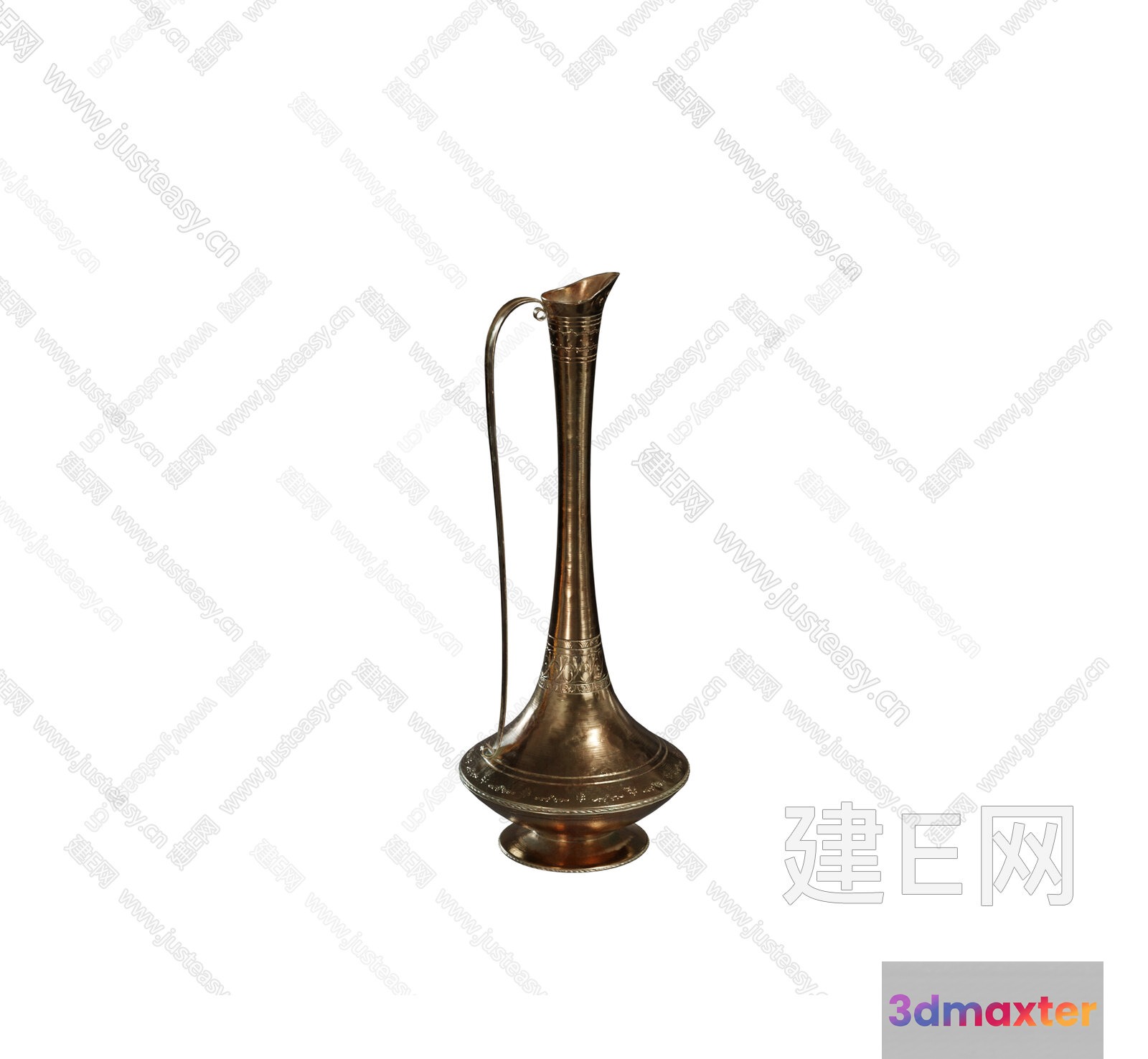 A Tall Antique-Looking Brass Vase 3D Model - 7103 - VRAY Render
