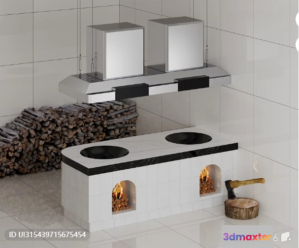 Modern White Kitchen 3D Model - 321 - VRAY Render