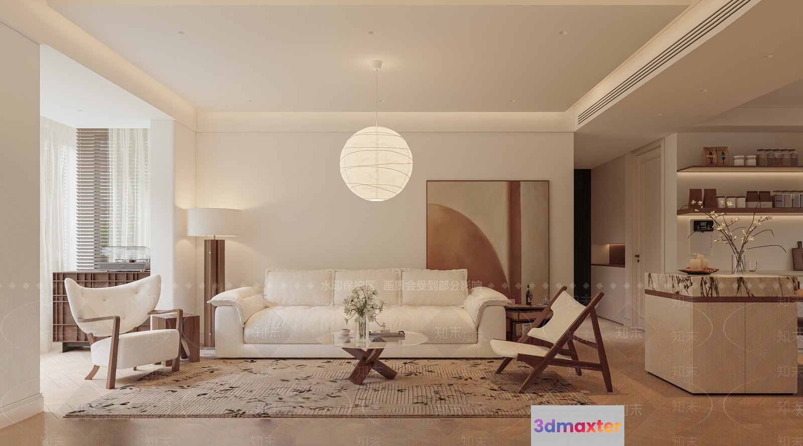 Modern Living Room 3D Model - 11568 - VRAY Render