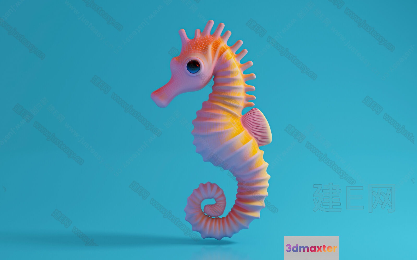 The Main Subject Is A Pink Seahorse 3D Model - 23052 - VRAY Render