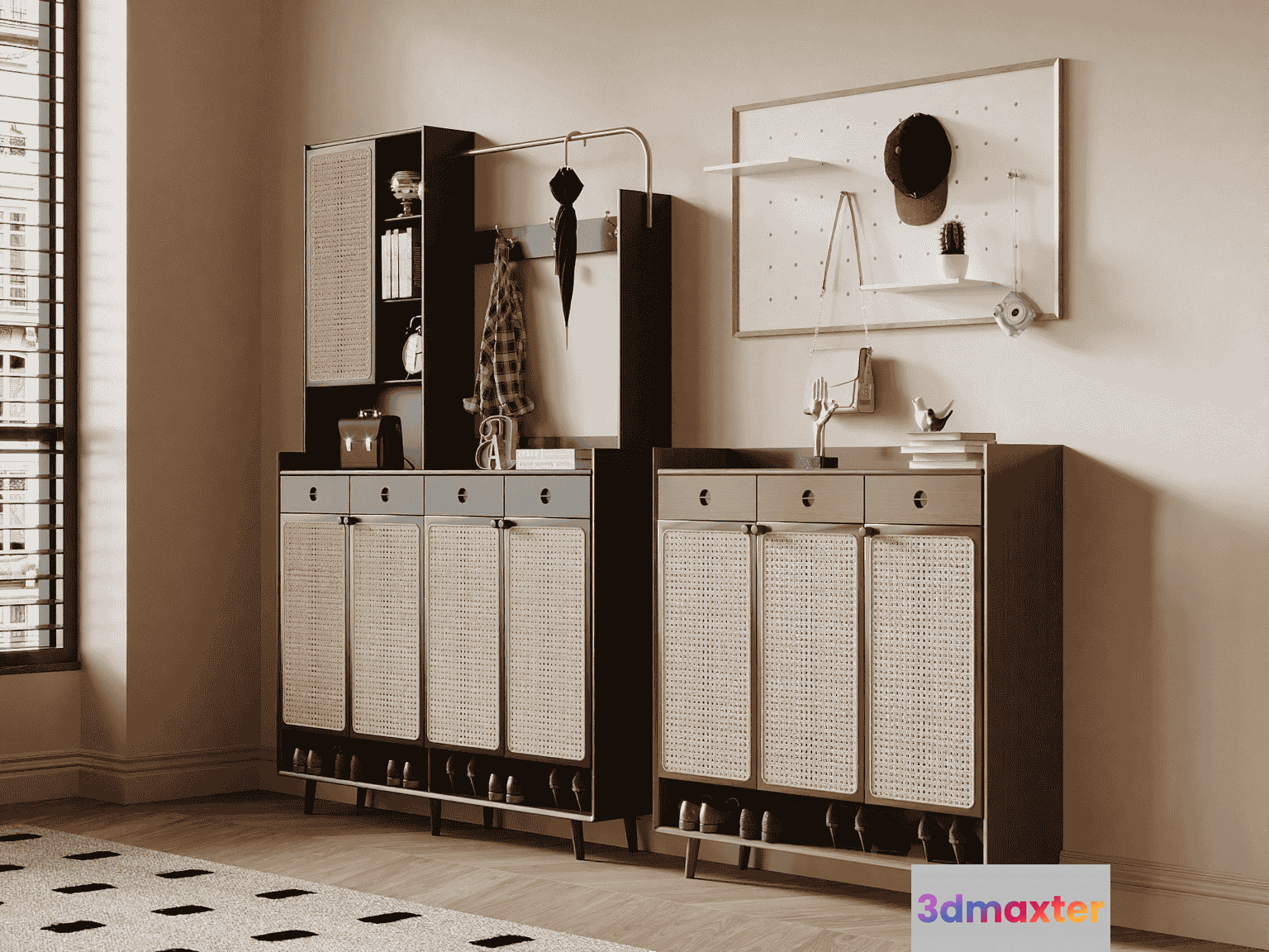 Mid-Century Modern Cabinets 3D Model - 14609 - VRAY Render