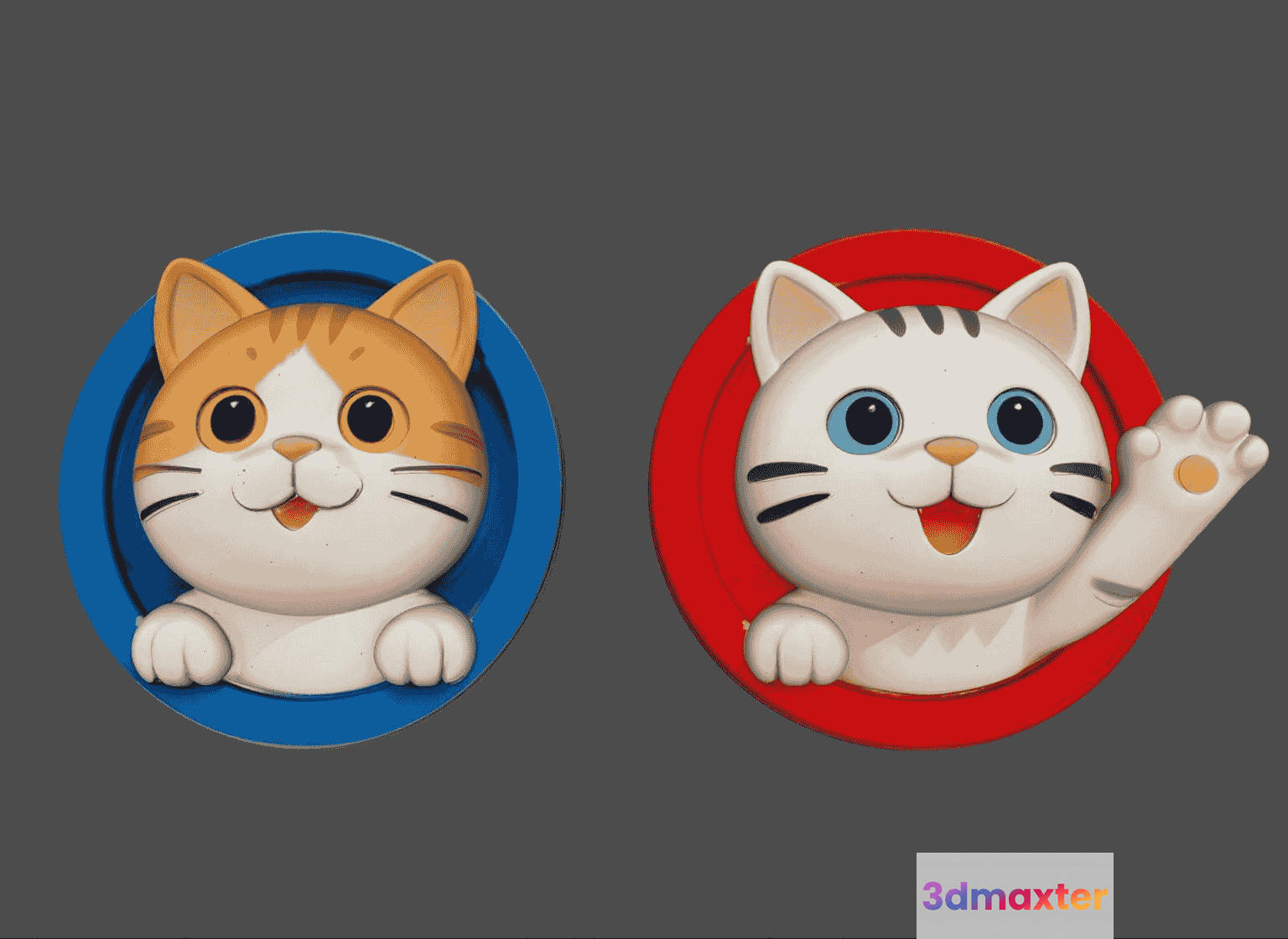Two Cartoon Cats 3D Model - 10716 - VRAY Render