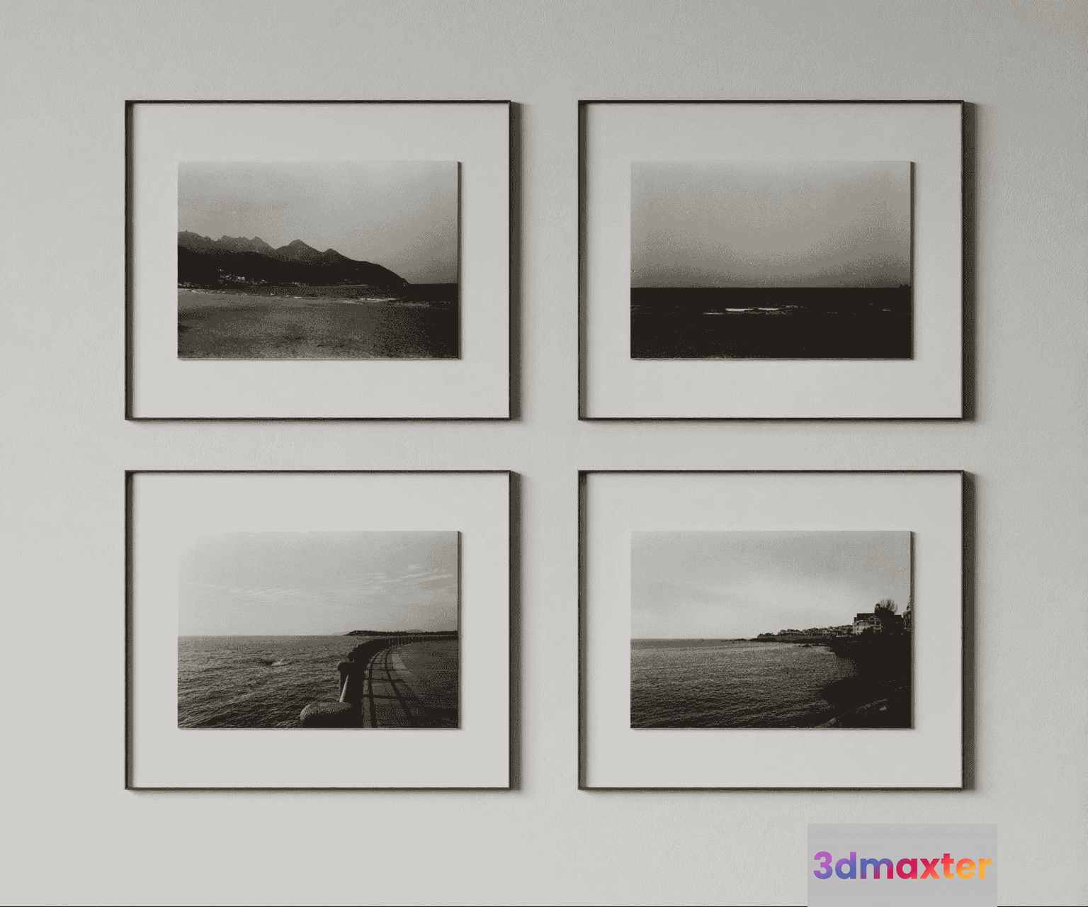 Four Black And White Photographs 3D Model - 11700 - VRAY Render