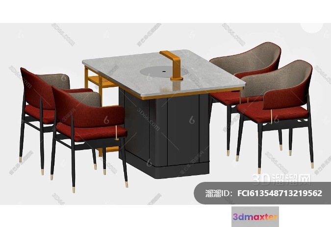 Modern Dining Table Set 3D Model - 4289 - VRAY Render