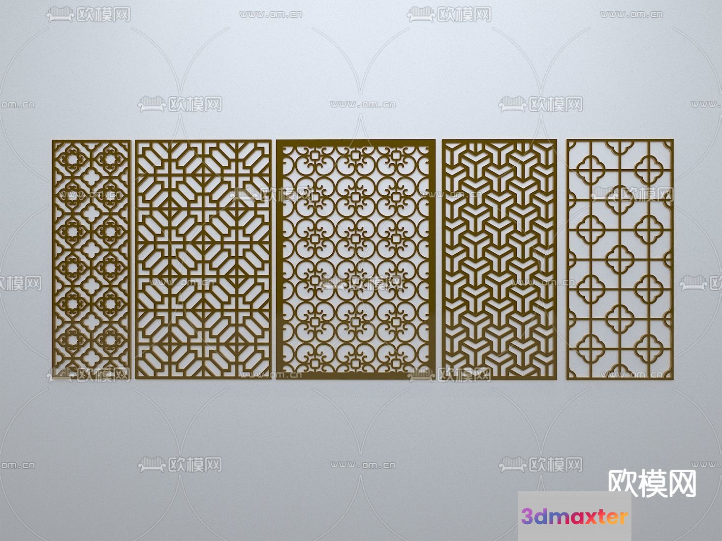 Gold Decorative Panels 3D Model - 18121 - VRAY Render