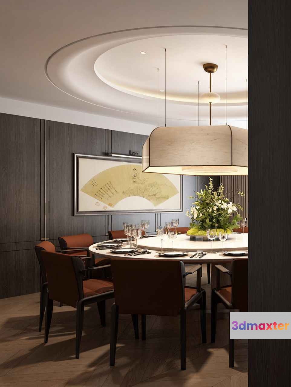Modern Dining Room 3D Model - 8548 - VRAY Render