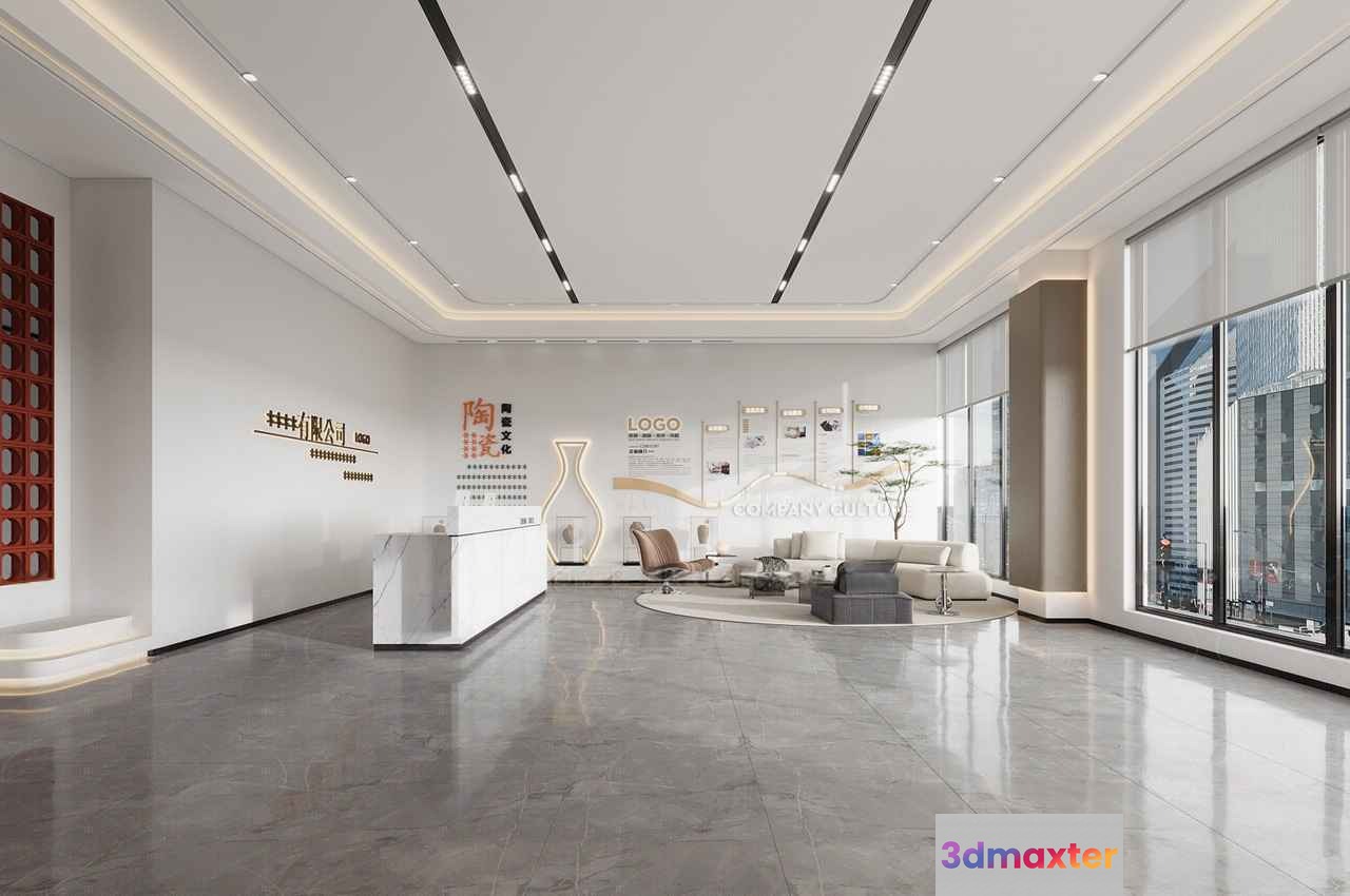 Modern Office Lobby 3D Model - 3245 - VRAY Render