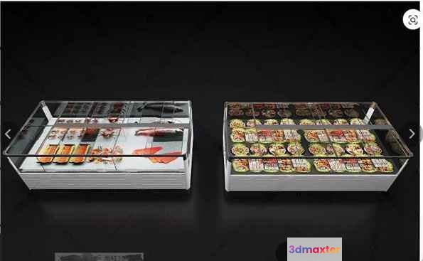 Two Clear Display Cases With Food Inside 3D Model - 12961 - VRAY Render