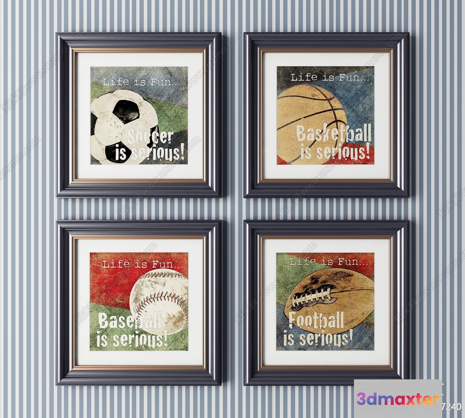 Sports-Themed Wall Art 3D Model - 5448 - VRAY Render