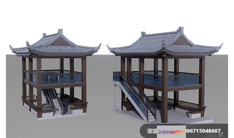 Traditional Chinese Building 3D Model - 957 - VRAY Render