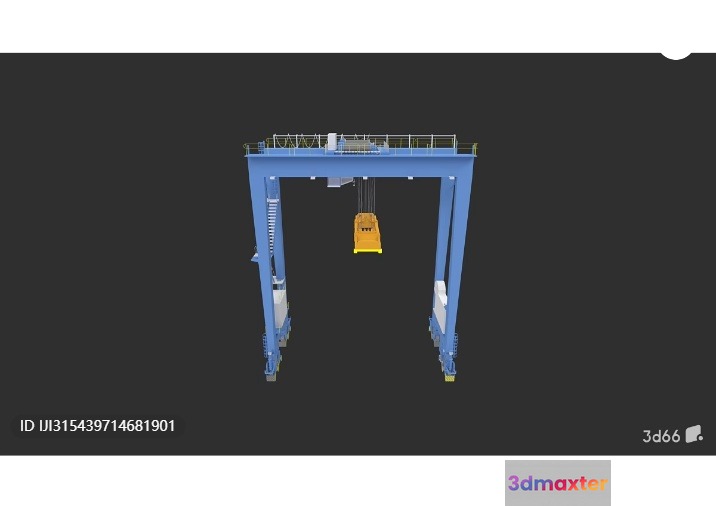 A Blue Crane With A Yellow Hook 3D Model - 6456 - VRAY Render