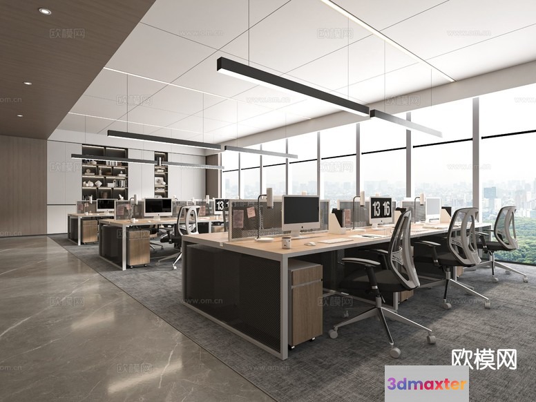 Modern Office Space 3D Model - 848 - VRAY Render