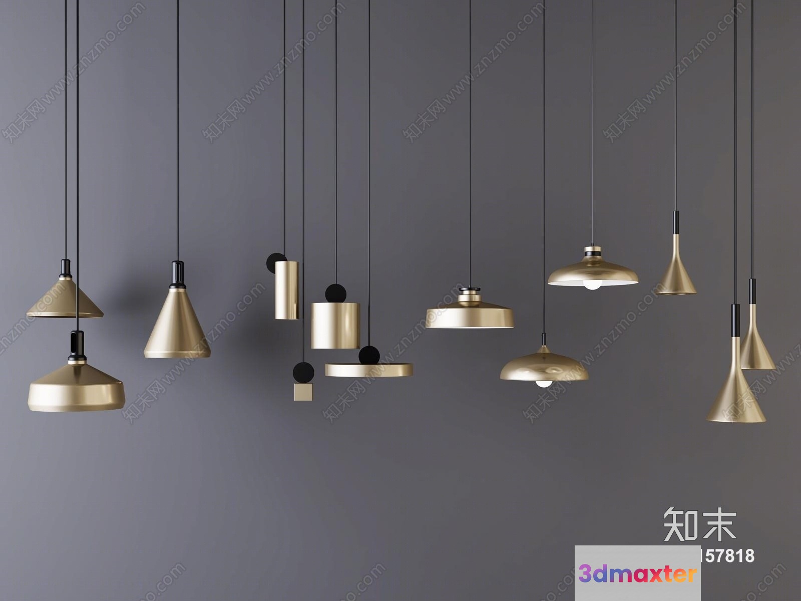 Gold Light Fixtures 3D Model - 5535 - VRAY Render