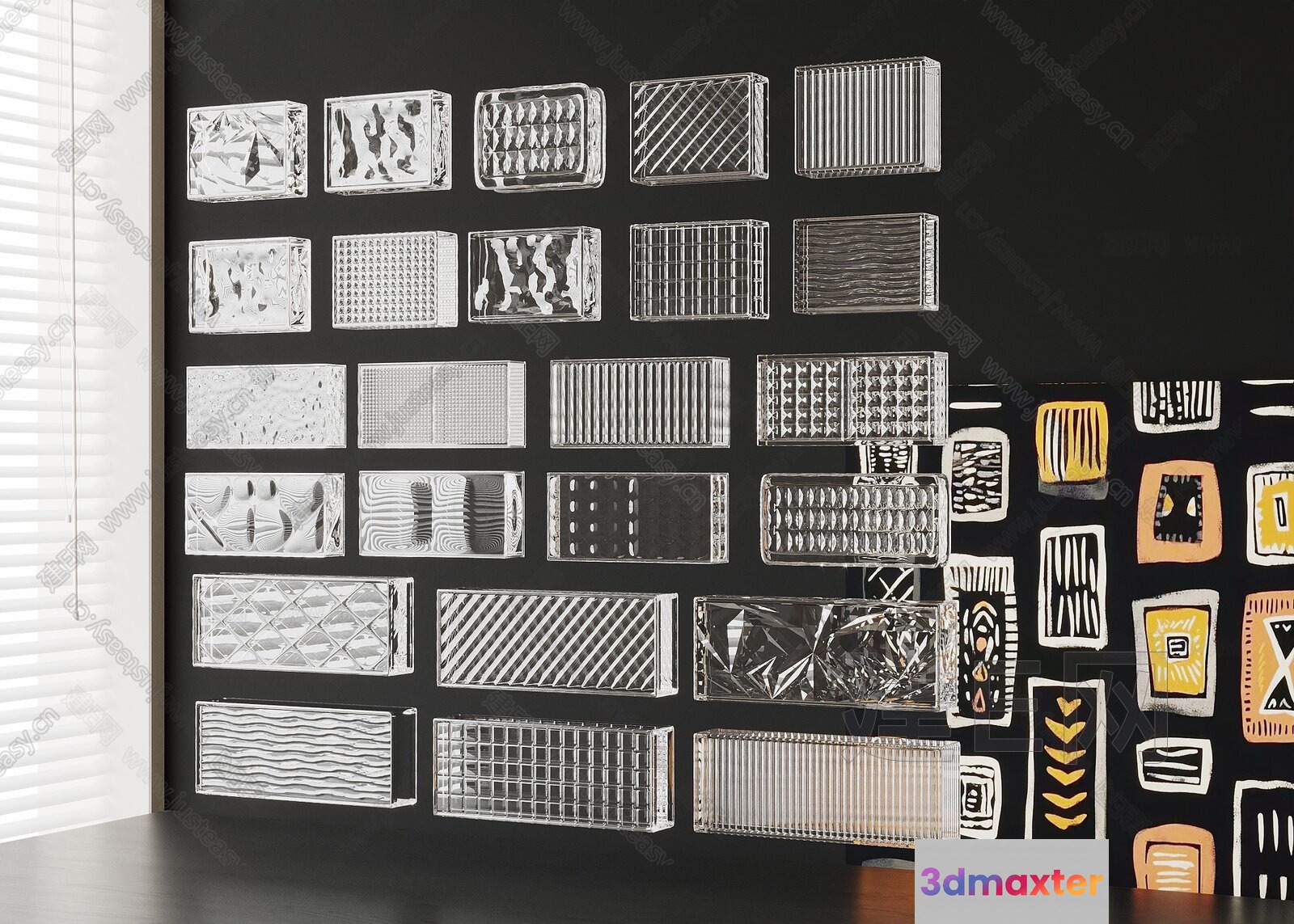 Modern Glass Wall Art 3D Model - 13038 - VRAY Render