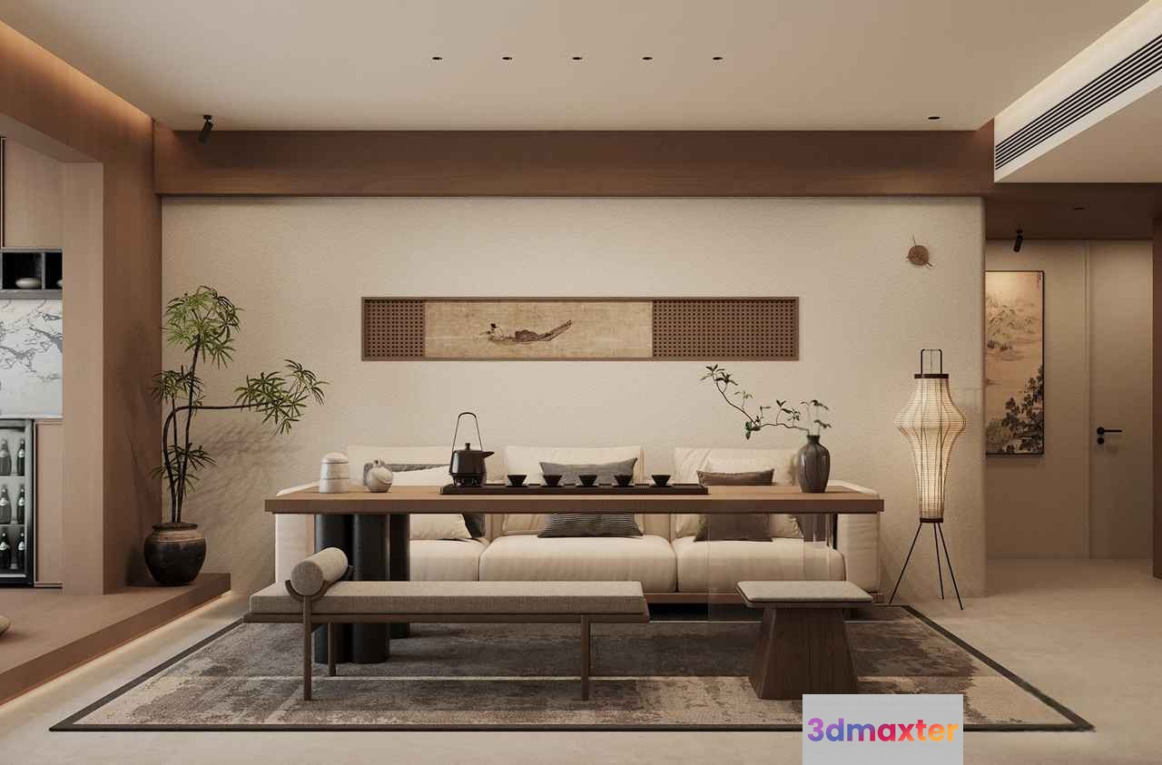 Modern Living Room 3D Model - 3817 - VRAY Render