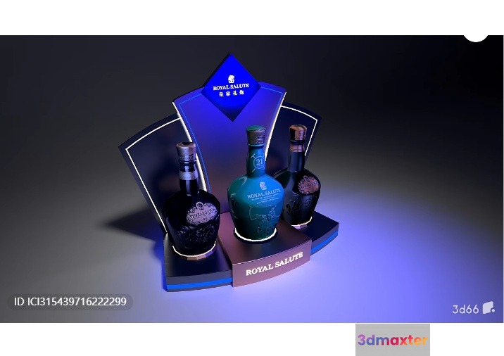 Three Bottles Of Liquor 3D Model - 9430 - VRAY Render
