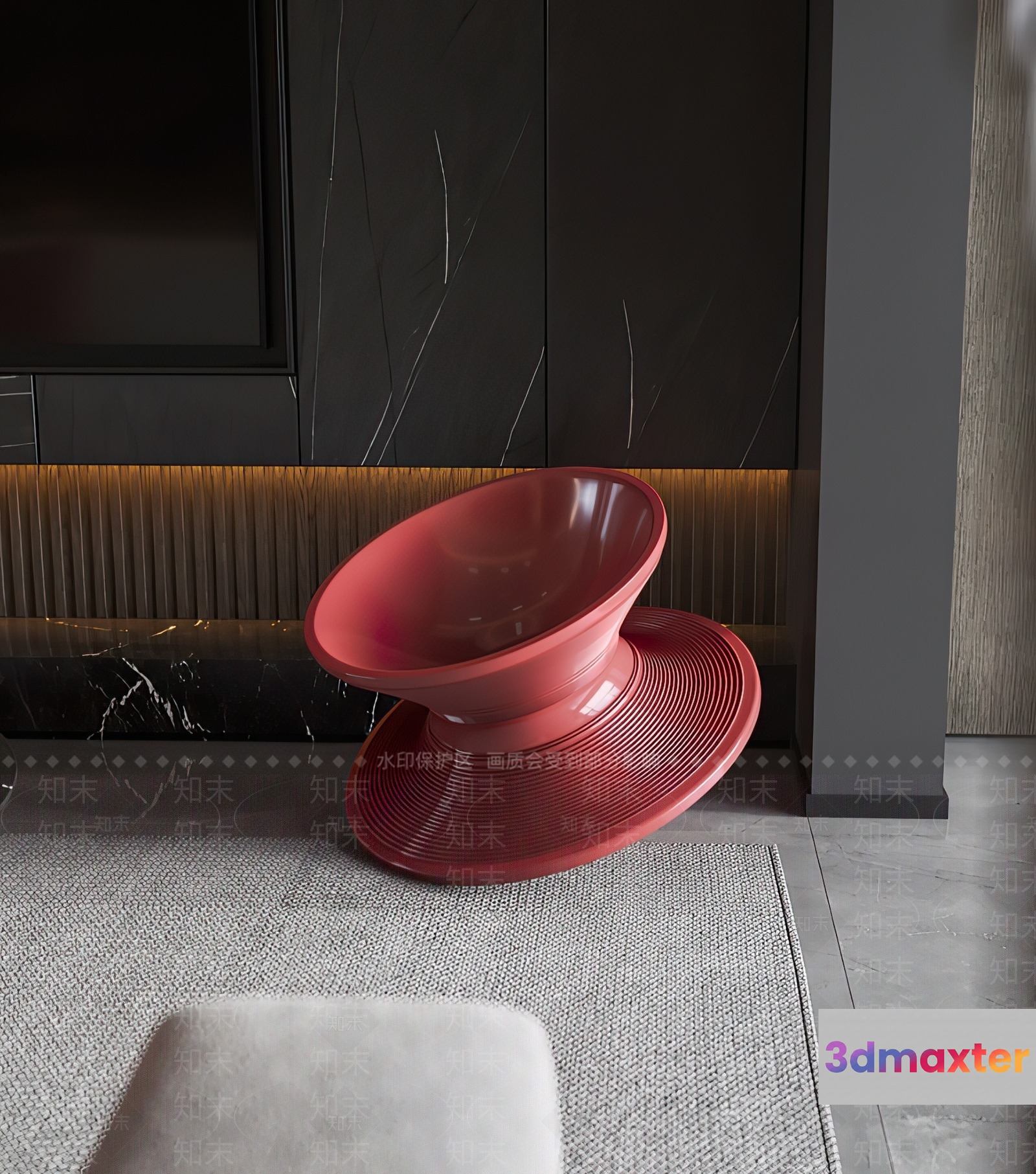 Modern Red Chair 3D Model - 19823 - VRAY Render