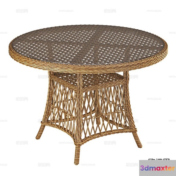 Rattan Table With A Woven Pattern 3D Model - 977 - VRAY Render