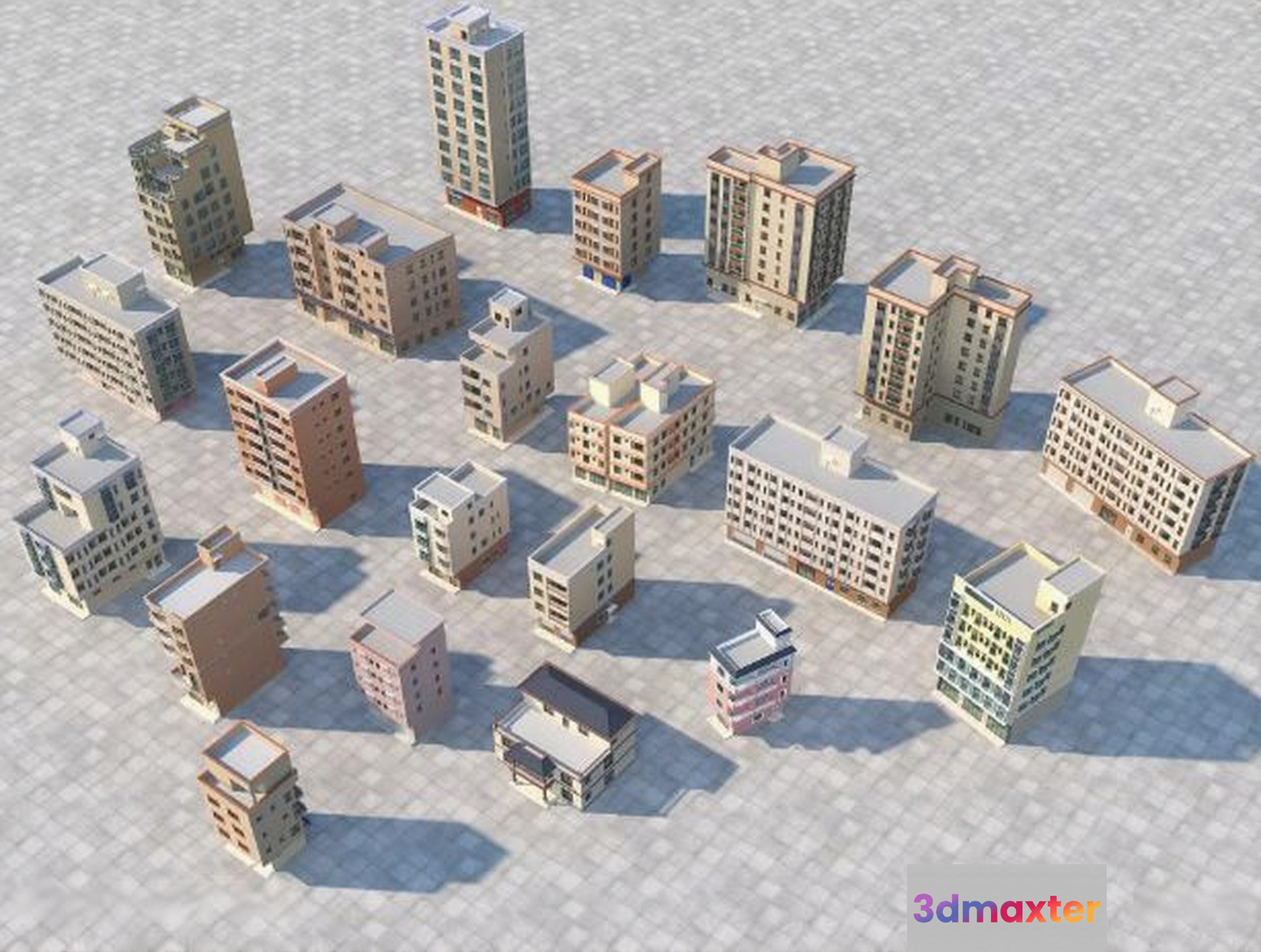 3D City Blocks 3D Model - 14333 - VRAY Render
