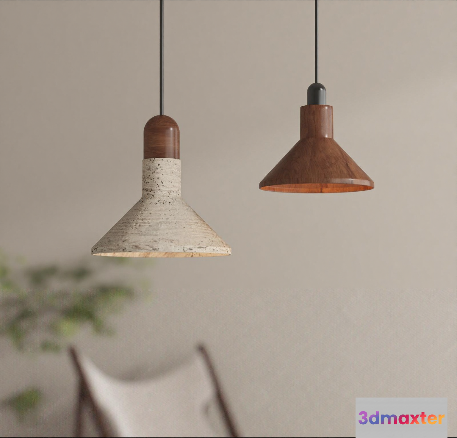 Two Hanging Lamps 3D Model - 23066 - VRAY Render