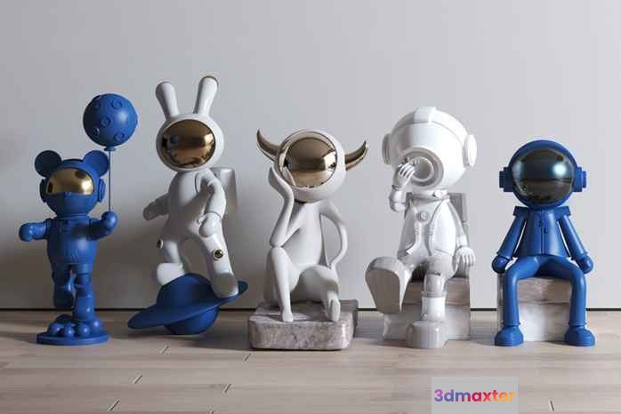 Space-Themed Figurines 3D Model - 1518 - VRAY Render