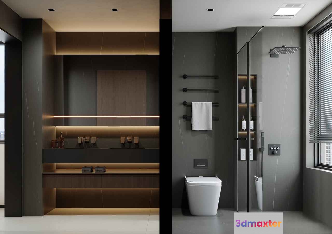 Modern Bathroom Decor 3D Model - 3537 - VRAY Render