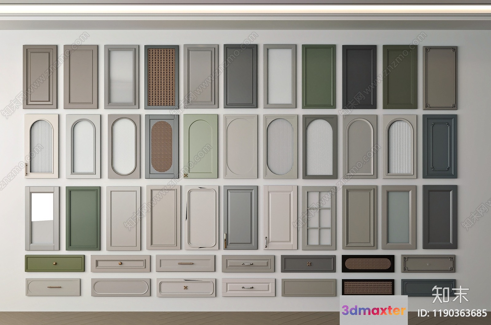 A Collection Of Cabinet Doors 3D Model - 1971 - VRAY Render