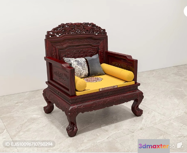 Wooden Ornate Chair 3D Model - 4534 - VRAY Render