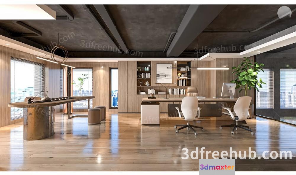 Modern Office Space 3D Model - 21528 - VRAY Render