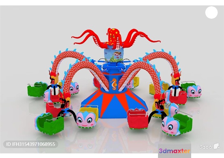 Octopus-Themed Amusement Ride 3D Model - 7285 - VRAY Render