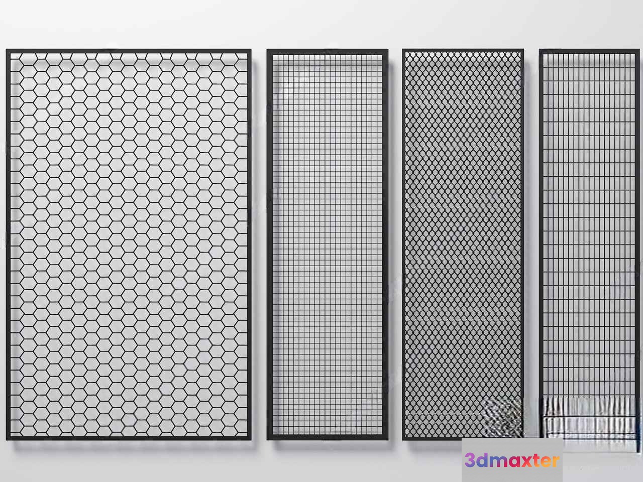 A Set Of Four Metal Grids 3D Model - 14732 - VRAY Render