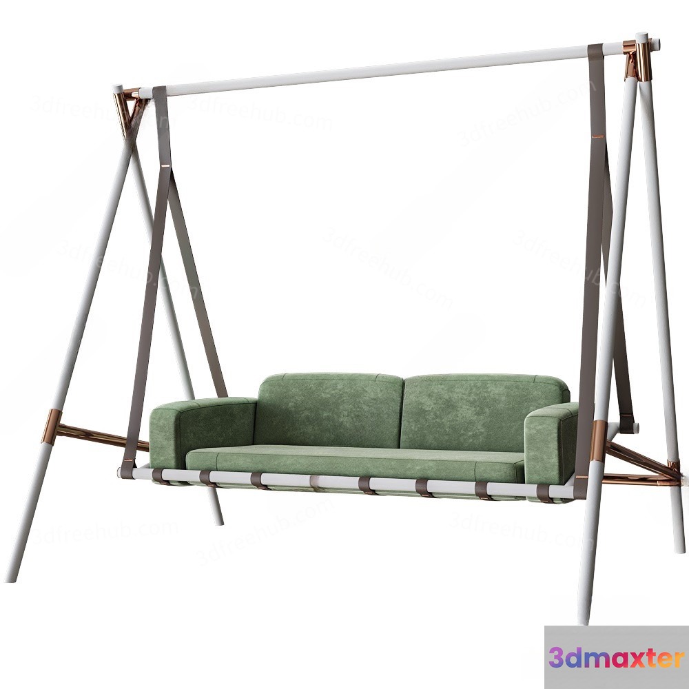 A Green Couch On A Swing 3D Model - 19390 - VRAY Render