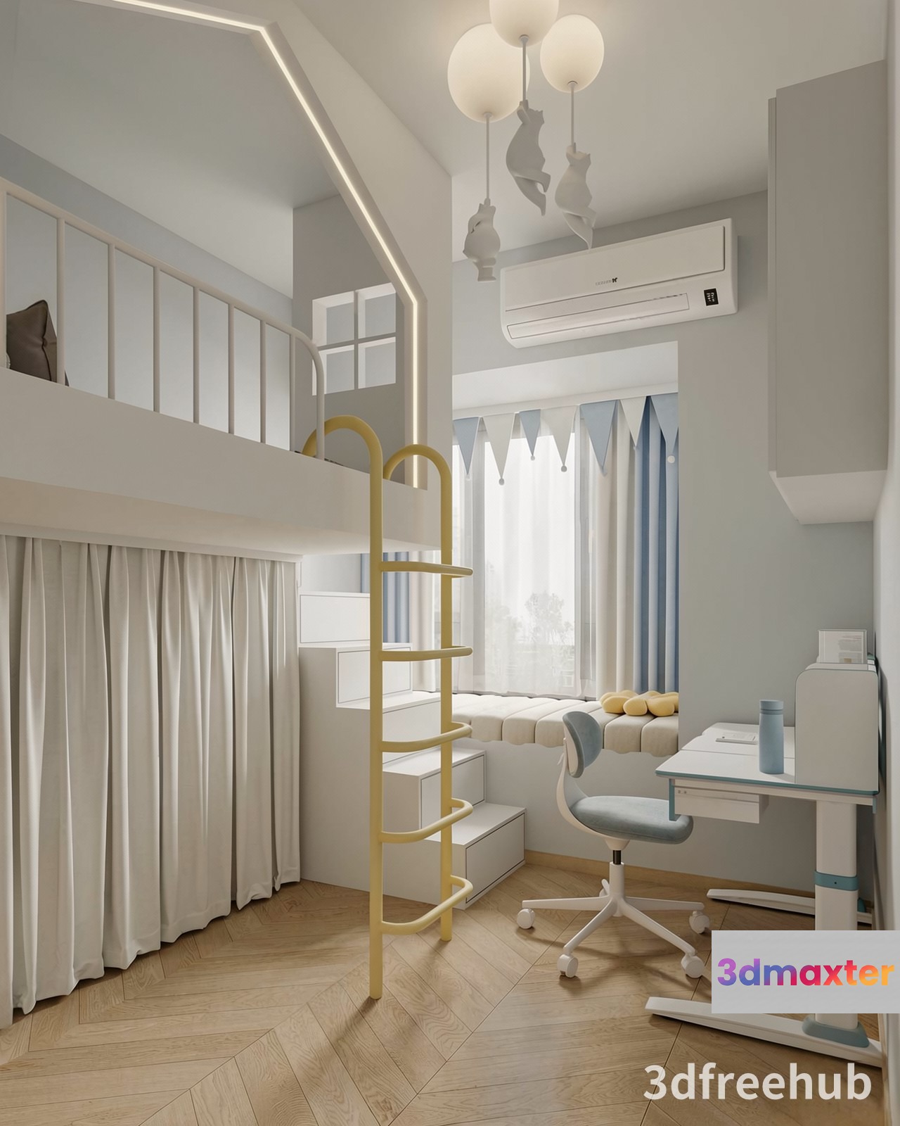 Modern Kids Bedroom 3D Model - 19698 - VRAY Render