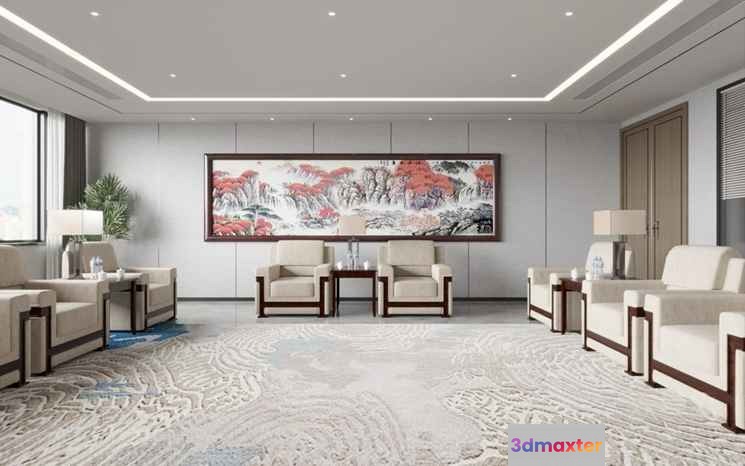 Modern Living Room 3D Model - 12858 - CORONA Render