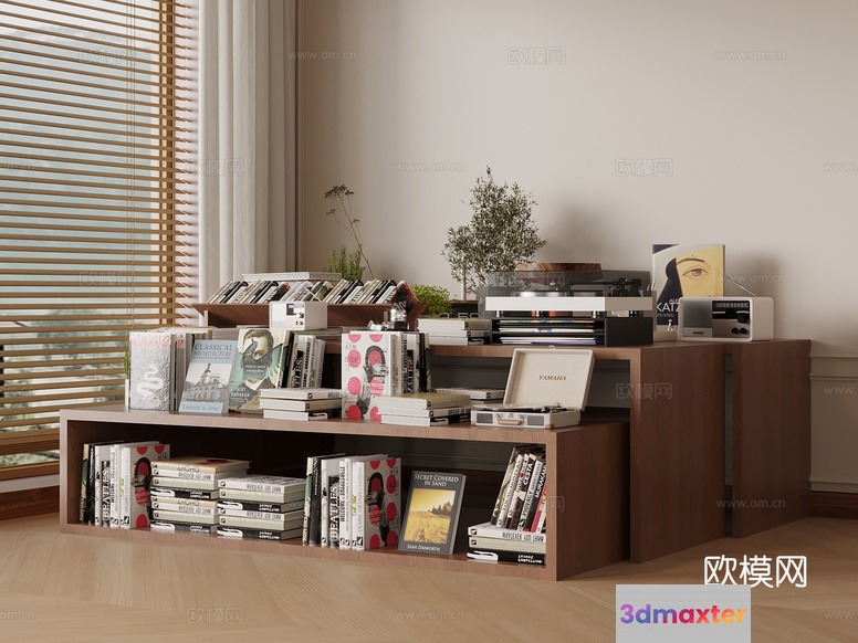 A Bookshelf With Vinyl Records 3D Model - 13959 - VRAY Render